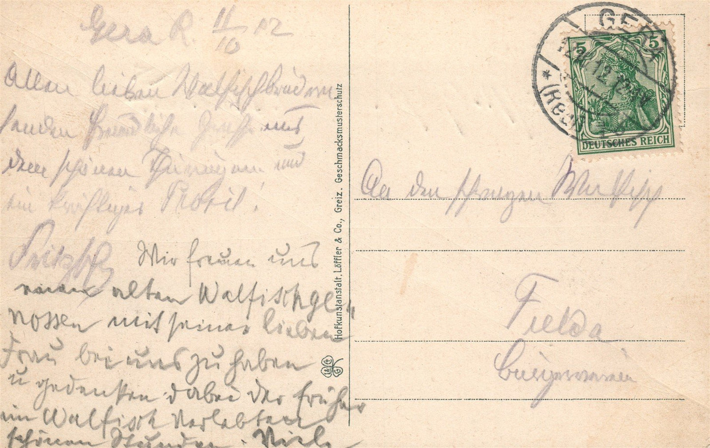GERA-R SCHLOSSSTRASSE GERMANY ANTIQUE POSTCARD