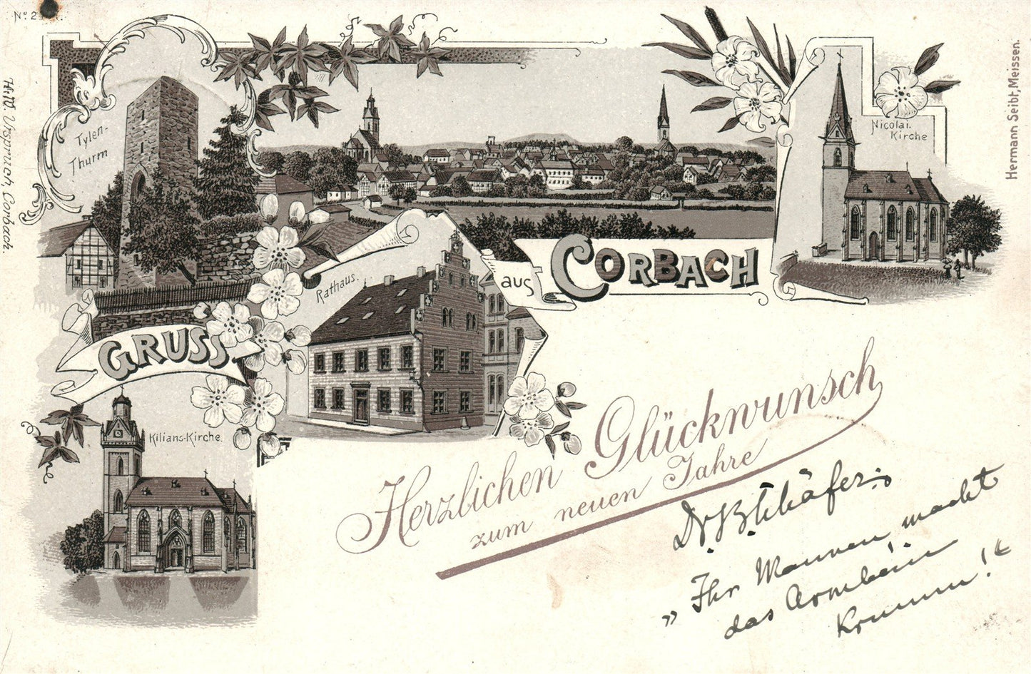 HERZLICHEN GLUCKNUNSCH GERMANY ANTIQUE POSTCARD