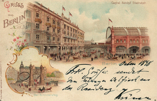 BERLIN GERMANY RAILROAD STATION ANTIQUE POSTCARD