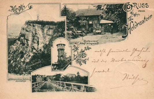 HELDRASTEIN GERMANY RESTAURANT ADOLF WIEGANDT 1900 ANTIQUE POSTCARD