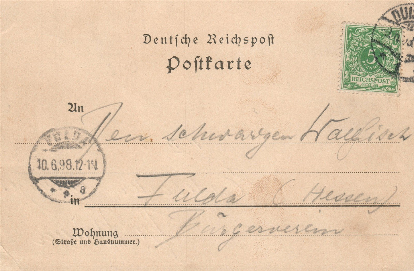 MONNING GERMANY 1898 ANTIQUE POSTCARD