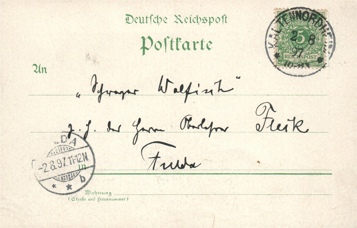 GRUSS AUS KALTENNORDHEIM GERMANY 1897 ANTIQUE POSTCARD