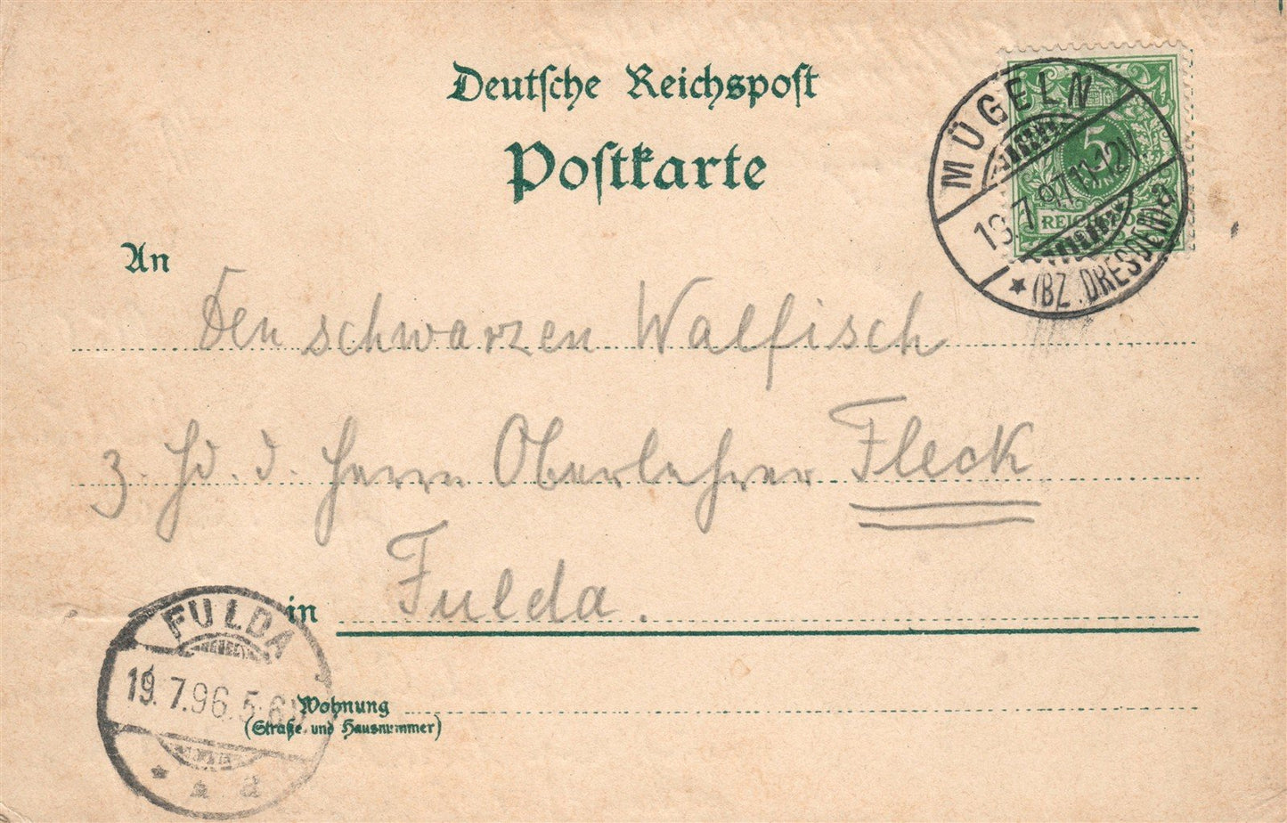 GRUSS AUS DER ALTEN STADT GERMANY 1896 ANTIQUE POSTCARD