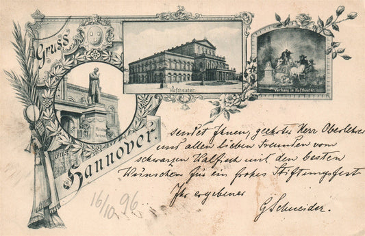 HANNOVER GERMANY 1896 ANTIQUE POSTCARD