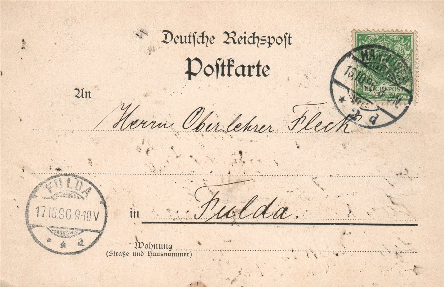 HANNOVER GERMANY 1896 ANTIQUE POSTCARD