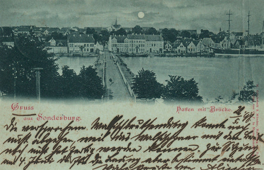GRUSS AUS SONDERBURG GERMANY 1898 ANTIQUE POSTCARD