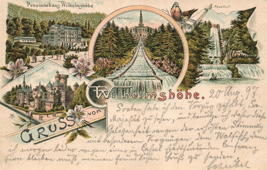 GRUSS VON WILHELMSHOHE GERMANY 1897 ANTIQUE POSTCARD
