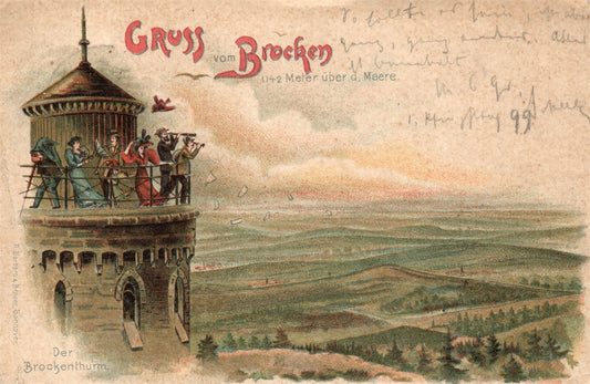 GRUSS VOM BROCKEN GERMANY 1899 ANTIQUE POSTCARD