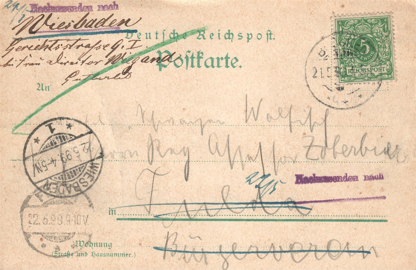 GRUSS VOM BROCKEN GERMANY 1899 ANTIQUE POSTCARD