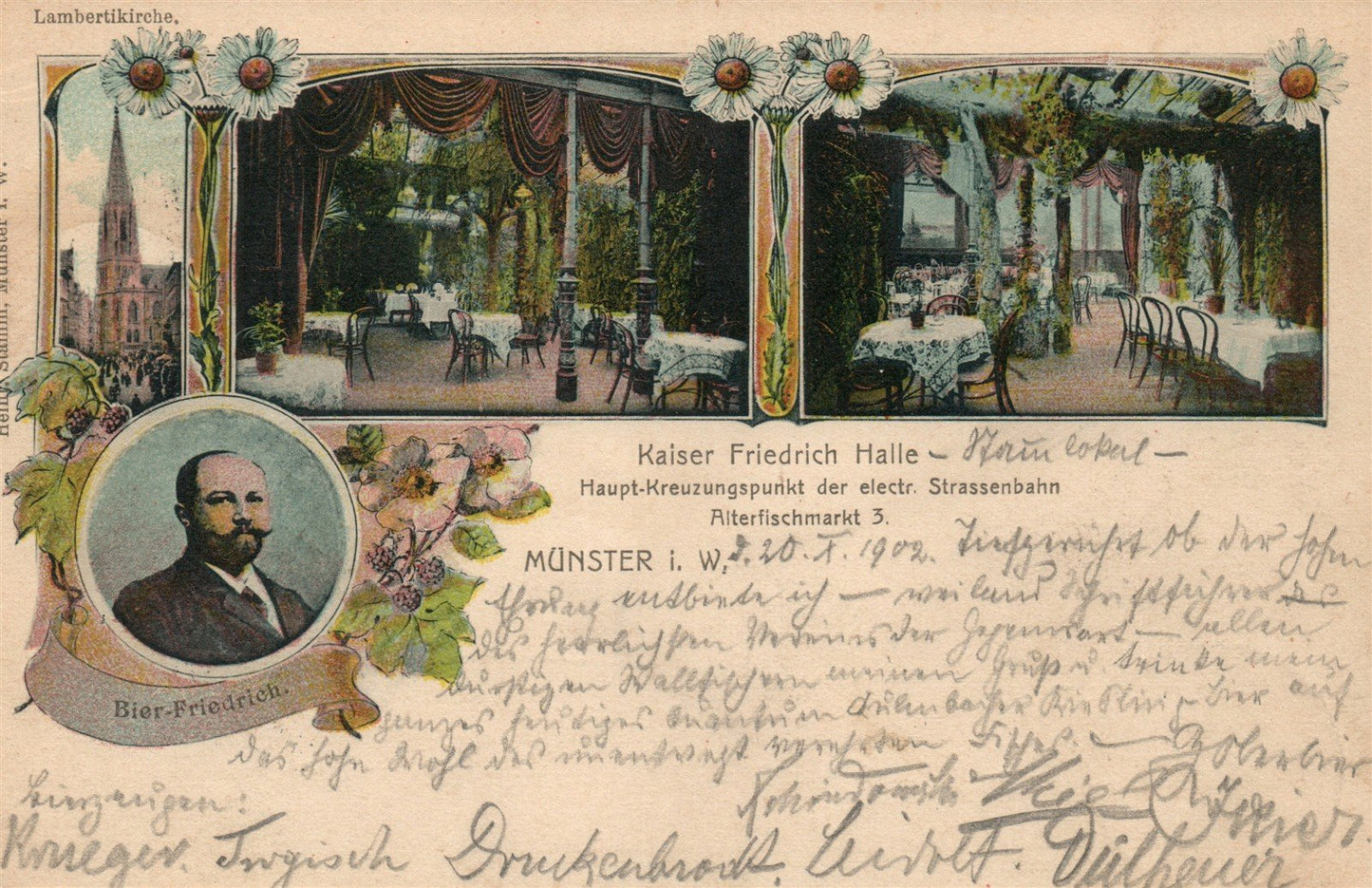 KAISER FRIEDRICH HALLE MUNSTER i. W. GERMANY 1902 ANTIQUE POSTCARD