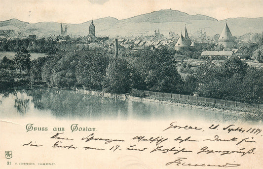GRUSS AUS GOSLAR GERMANY 1899 ANTIQUE POSTCARD