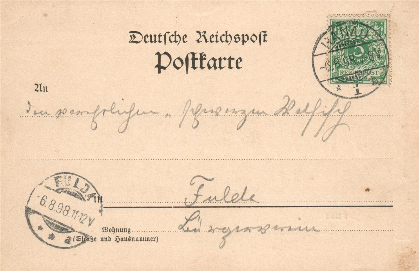 HANAU GERMANY 1898 ANTIQUE POSTCARD