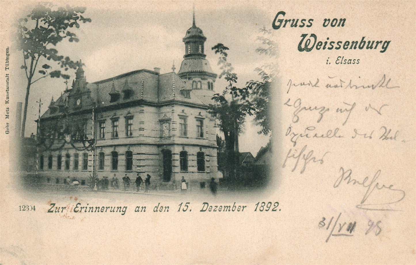 WEISSENBURG GERMANY 1898 ANTIQUE POSTCARD