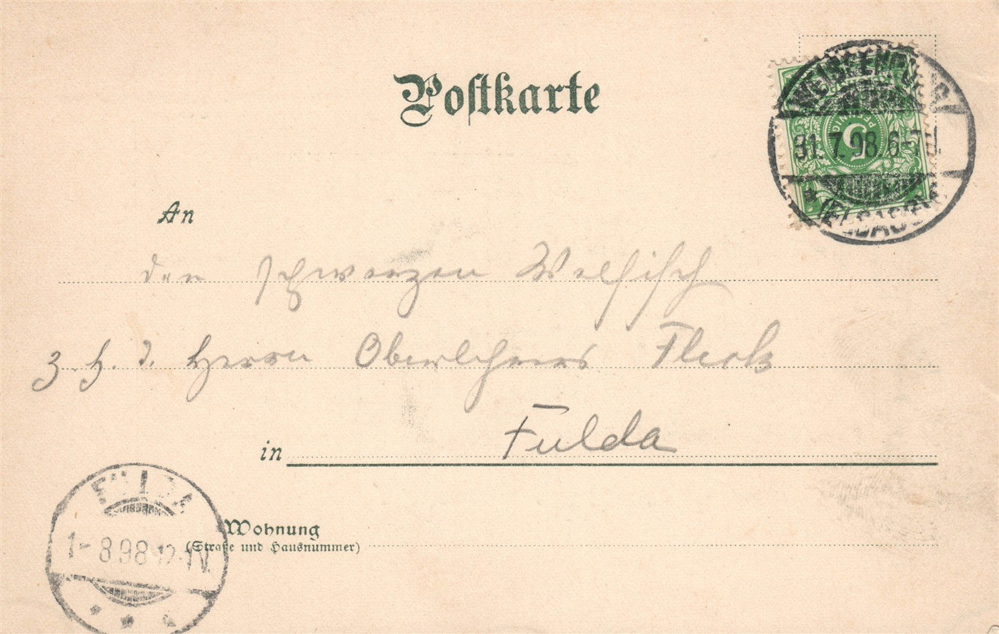 WEISSENBURG GERMANY 1898 ANTIQUE POSTCARD