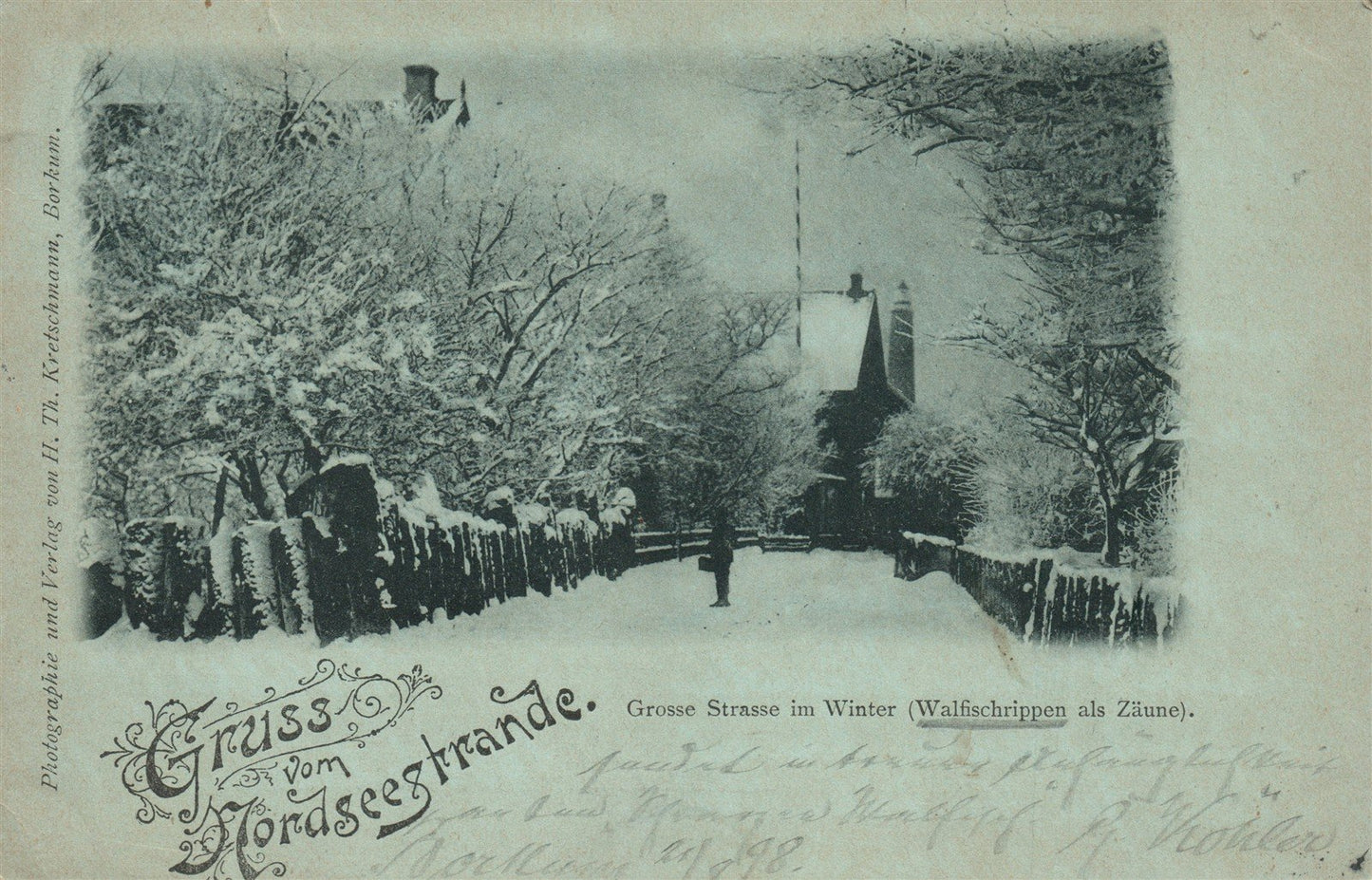 GRUSS VOM NORDSEESTRANDE GERMANY 1898 ANTIQUE POSTCARD