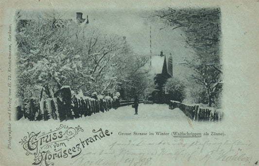 GRUSS VOM NORDSEESTRANDE GERMANY 1898 ANTIQUE POSTCARD