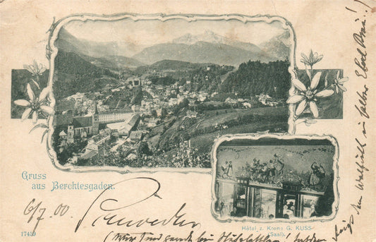 GRUSS AUS BERCHTESGADEN GERMANY 1900 ANTIQUE POSTCARD rare backside