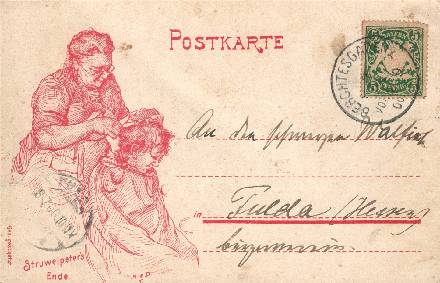 GRUSS AUS BERCHTESGADEN GERMANY 1900 ANTIQUE POSTCARD rare backside