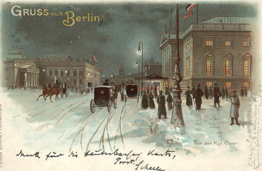 BERLIN WINTER SCENE GERMANY 1897 ANTIQUE POSTCARD