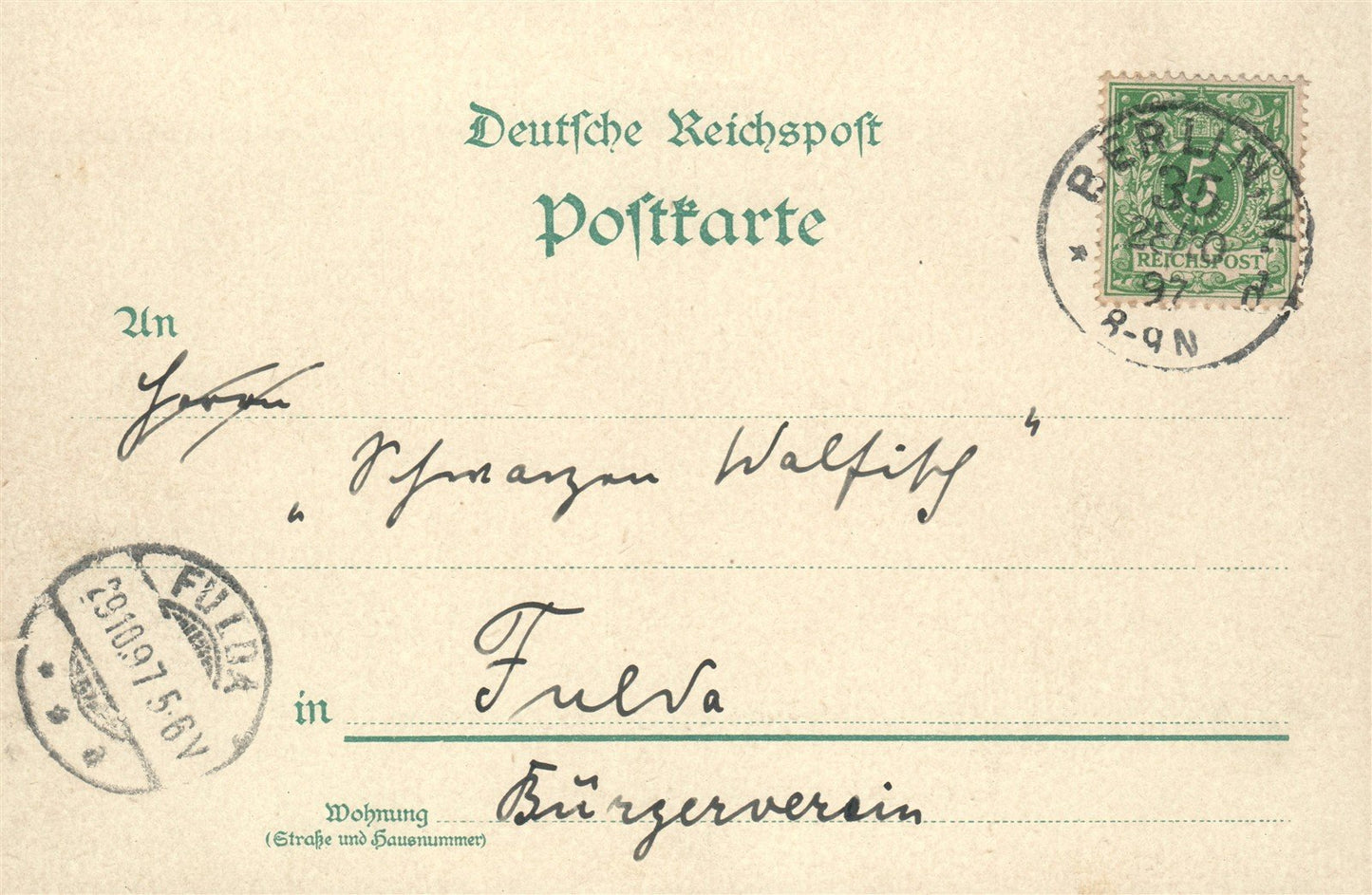 BERLIN WINTER SCENE GERMANY 1897 ANTIQUE POSTCARD