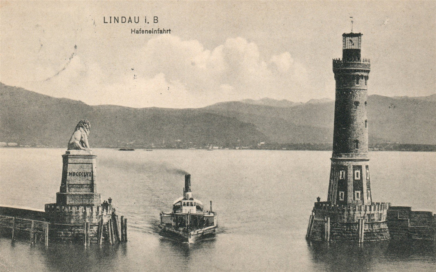 LINDAU i.B. GERMANY lighthouse ANTIQUE POSTCARD