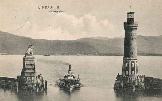 LINDAU i.B. GERMANY lighthouse ANTIQUE POSTCARD