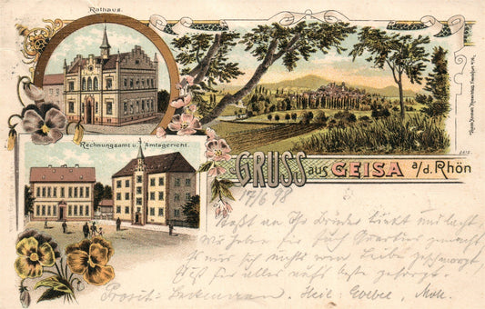 GEISA GERMANY 1898 ANTIQUE POSTCARD