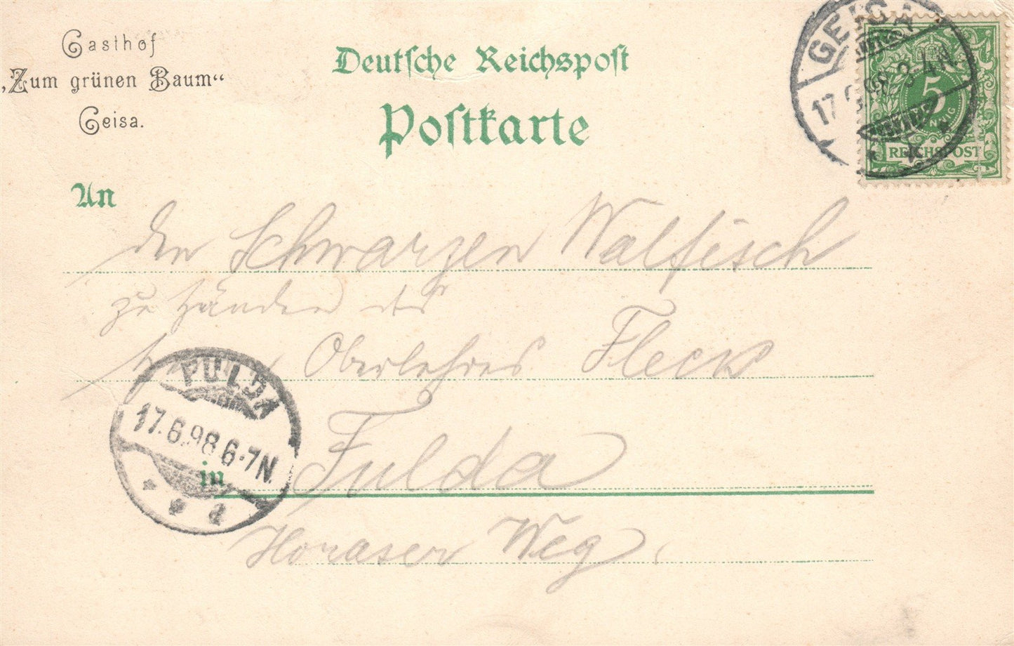GEISA GERMANY 1898 ANTIQUE POSTCARD