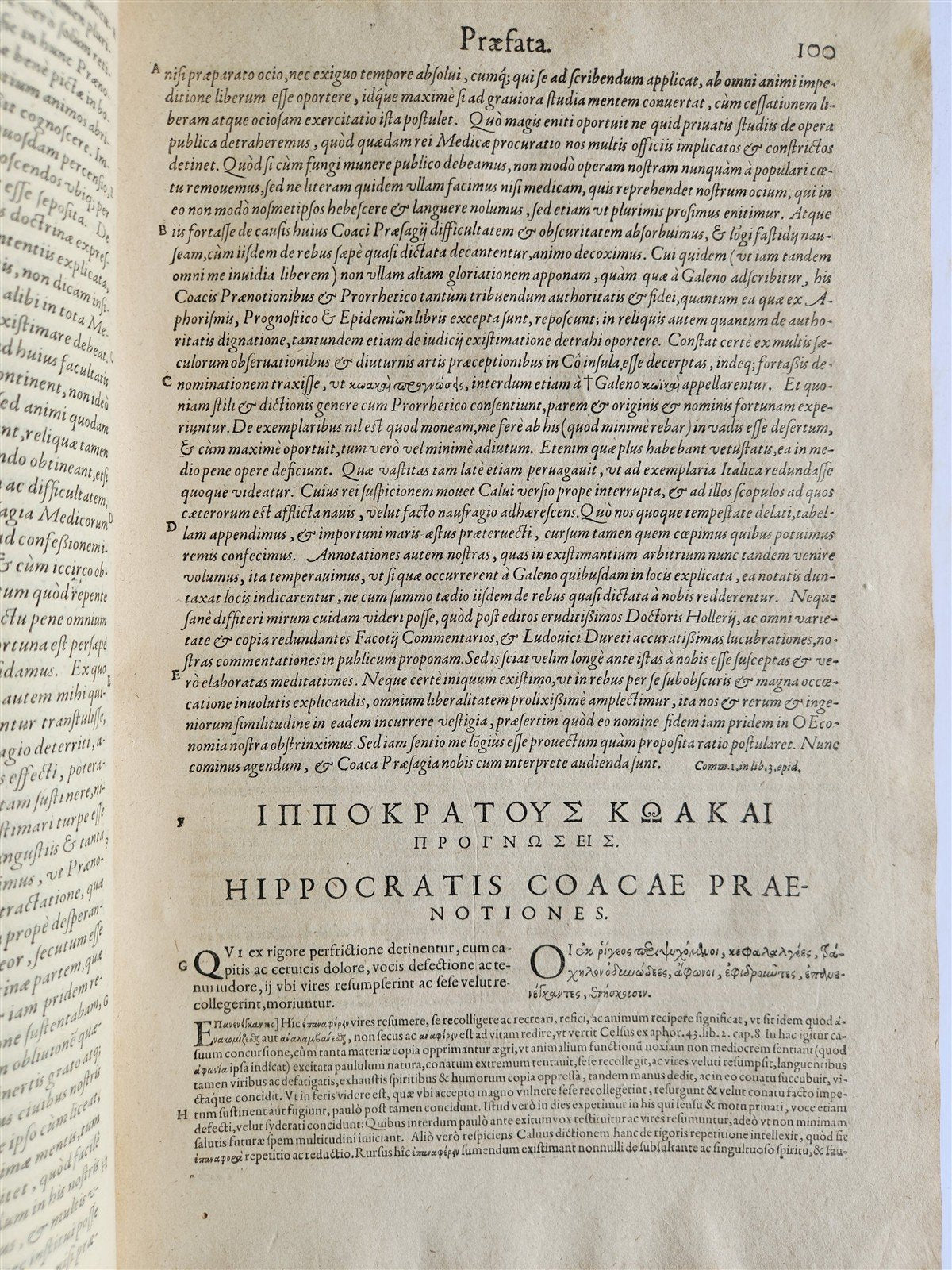 1595 HIPPOCRATES Opera Omnia antique 16th CENTURY FOLIO