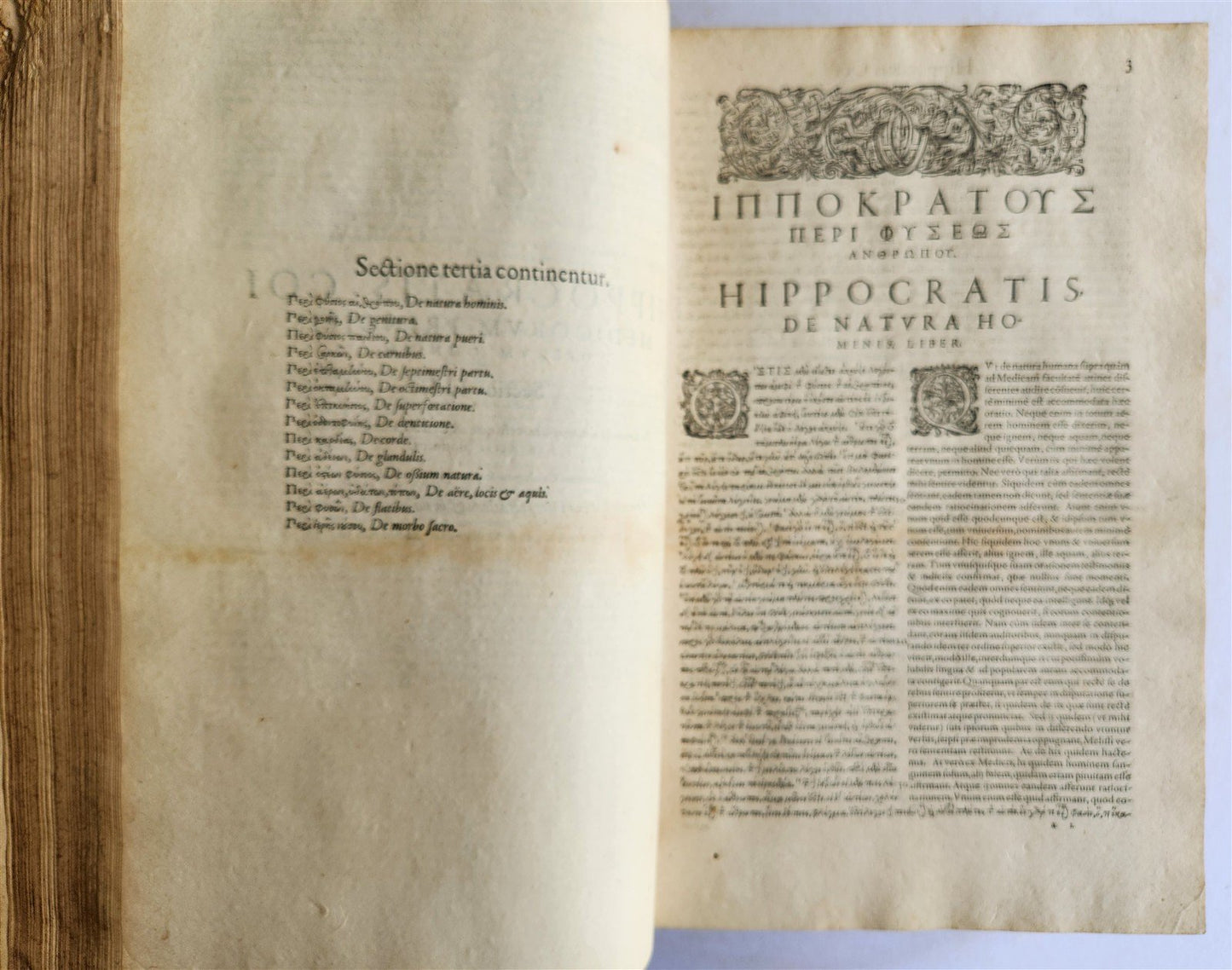 1595 HIPPOCRATES Opera Omnia antique 16th CENTURY FOLIO