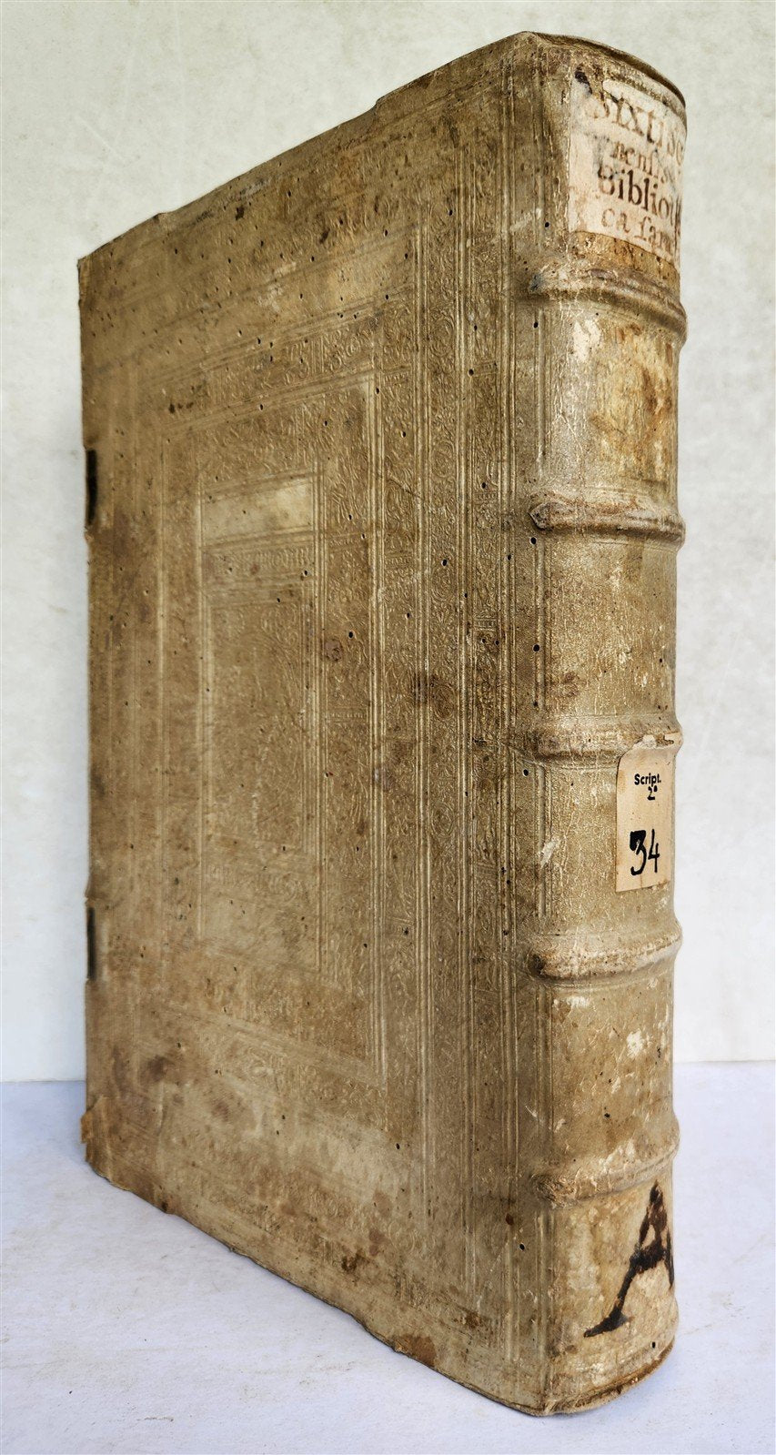 1576 SIXTUS of SIENA Bibliotheca Sancta antique 16th century PIGSKIN BOUND FOLIO