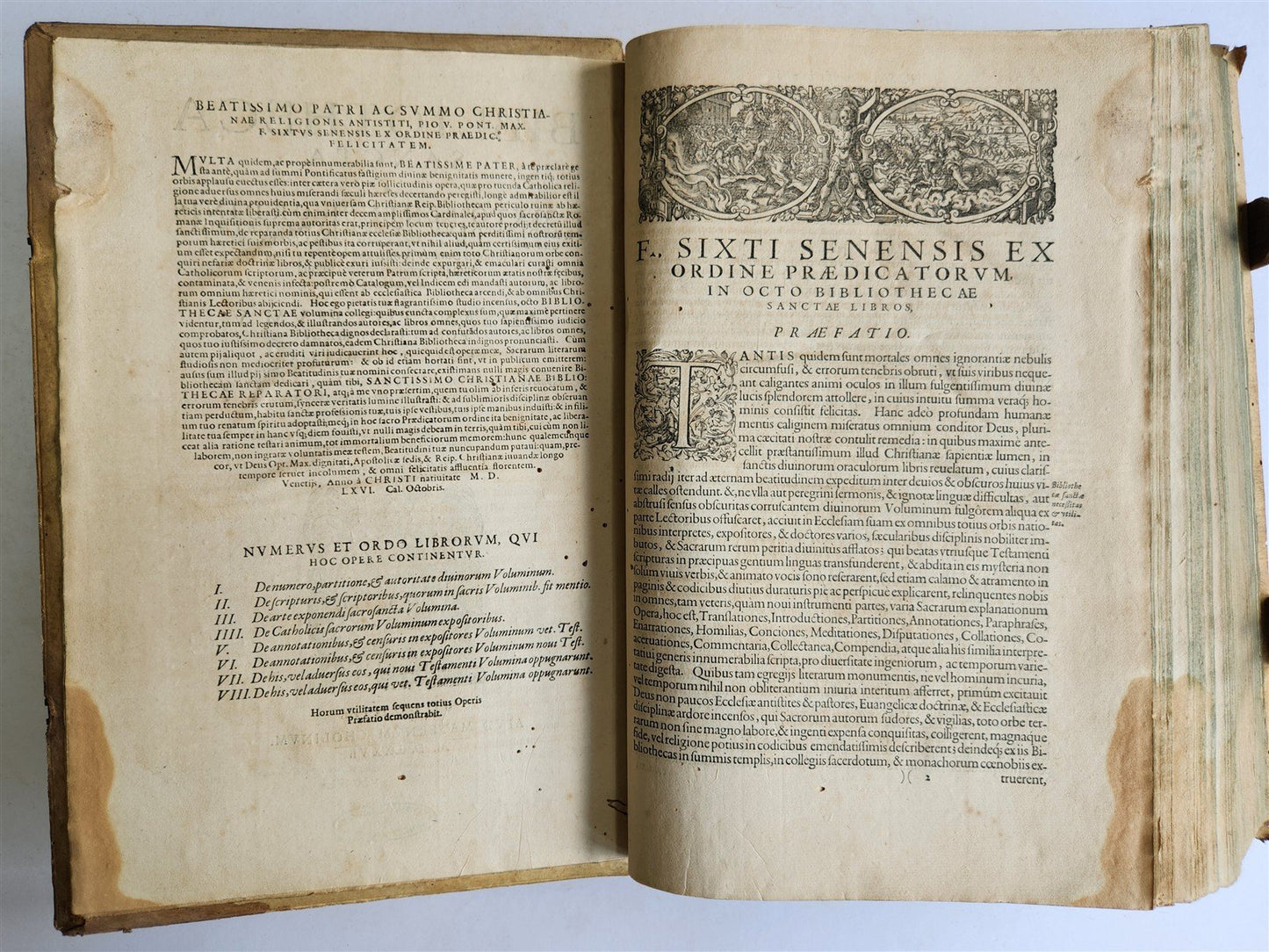 1576 SIXTUS of SIENA Bibliotheca Sancta antique 16th century PIGSKIN BOUND FOLIO