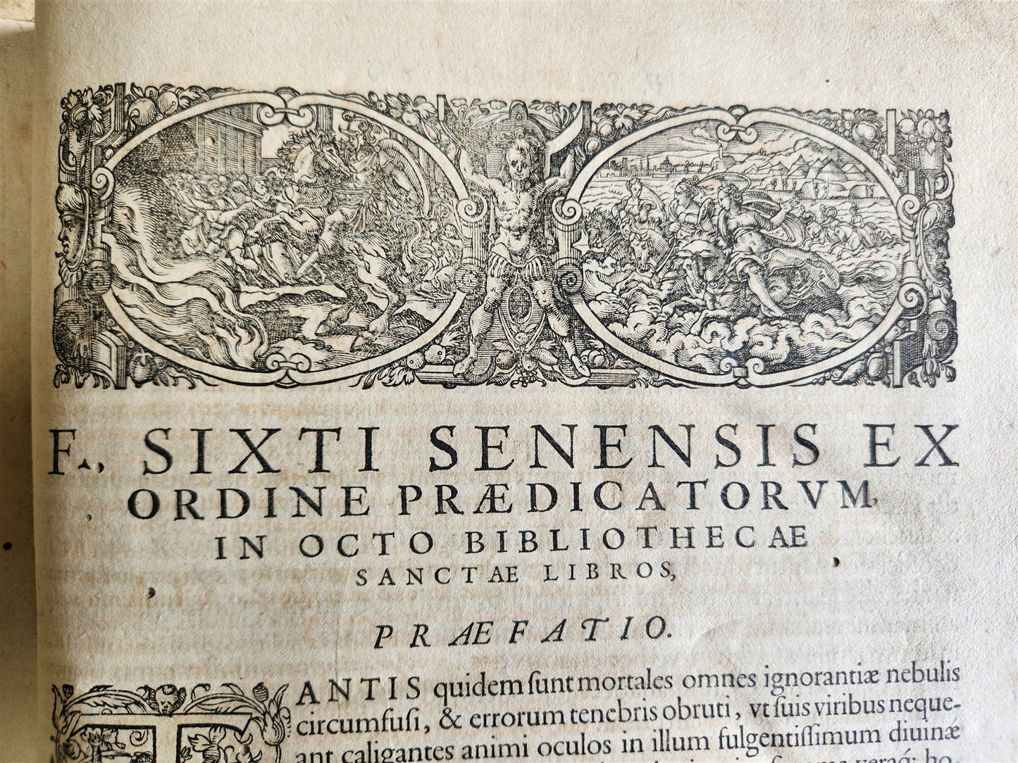 1576 SIXTUS of SIENA Bibliotheca Sancta antique 16th century PIGSKIN BOUND FOLIO