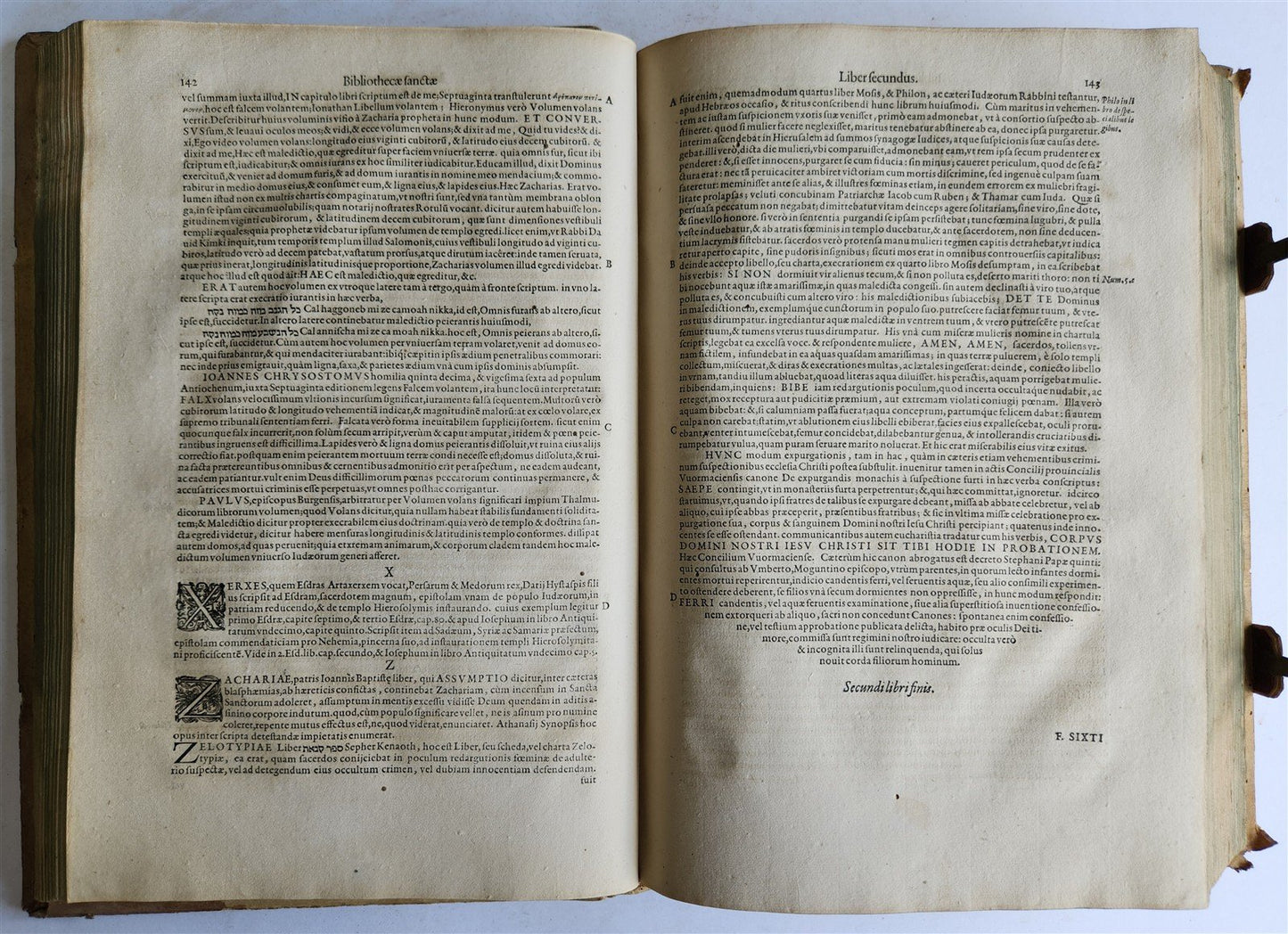 1576 SIXTUS of SIENA Bibliotheca Sancta antique 16th century PIGSKIN BOUND FOLIO