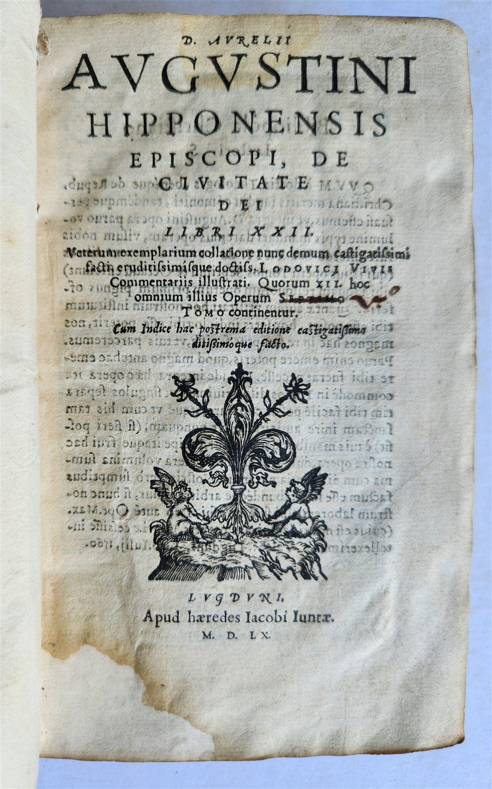 1560 AUGUSTINE of HIPPO De civitate Dei antique 16th century VELLUM BOUND