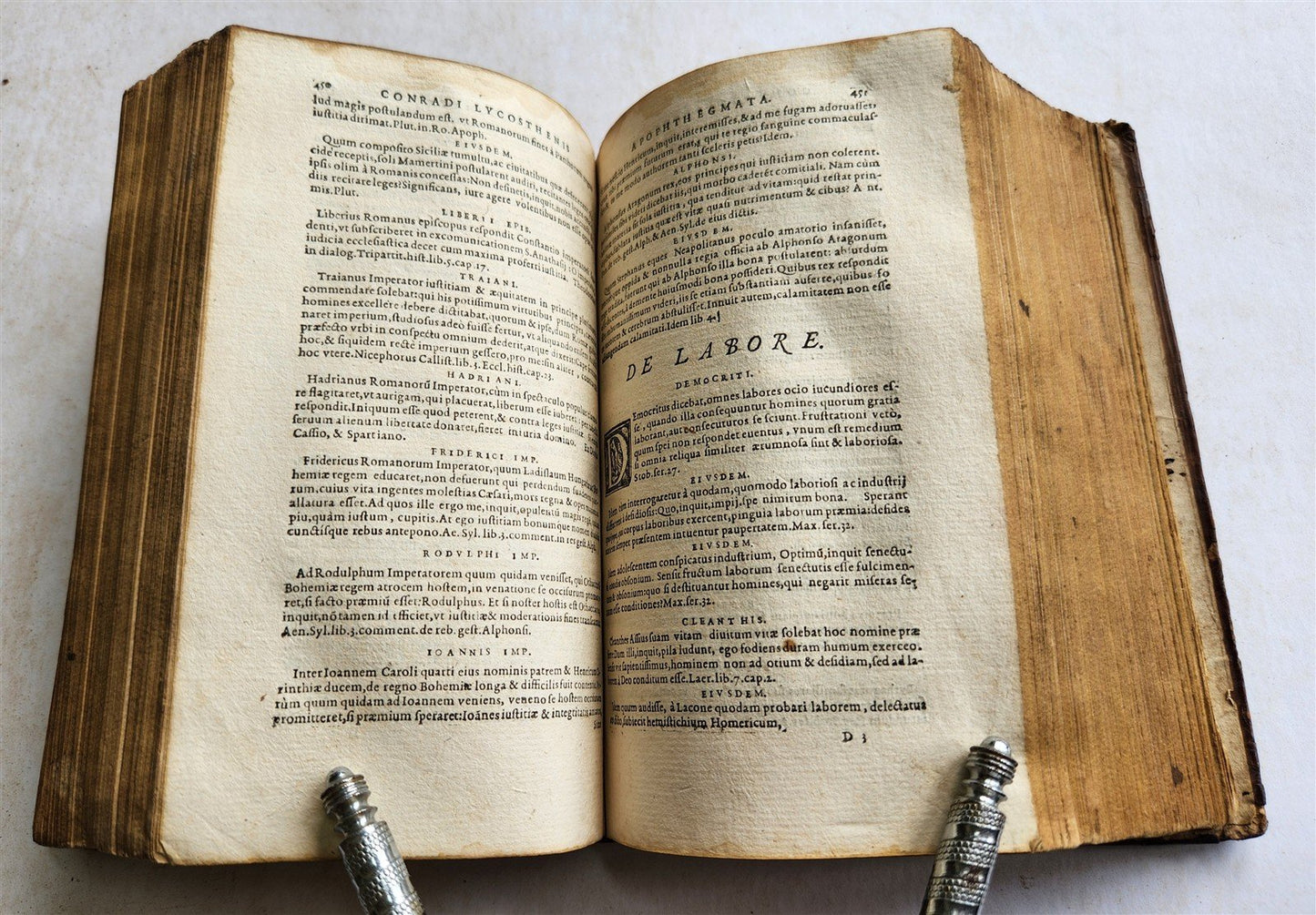 1573 APOPHTHEGMATA by encyclopedist Conrad Lycosthenes antique 16th cent BINDING