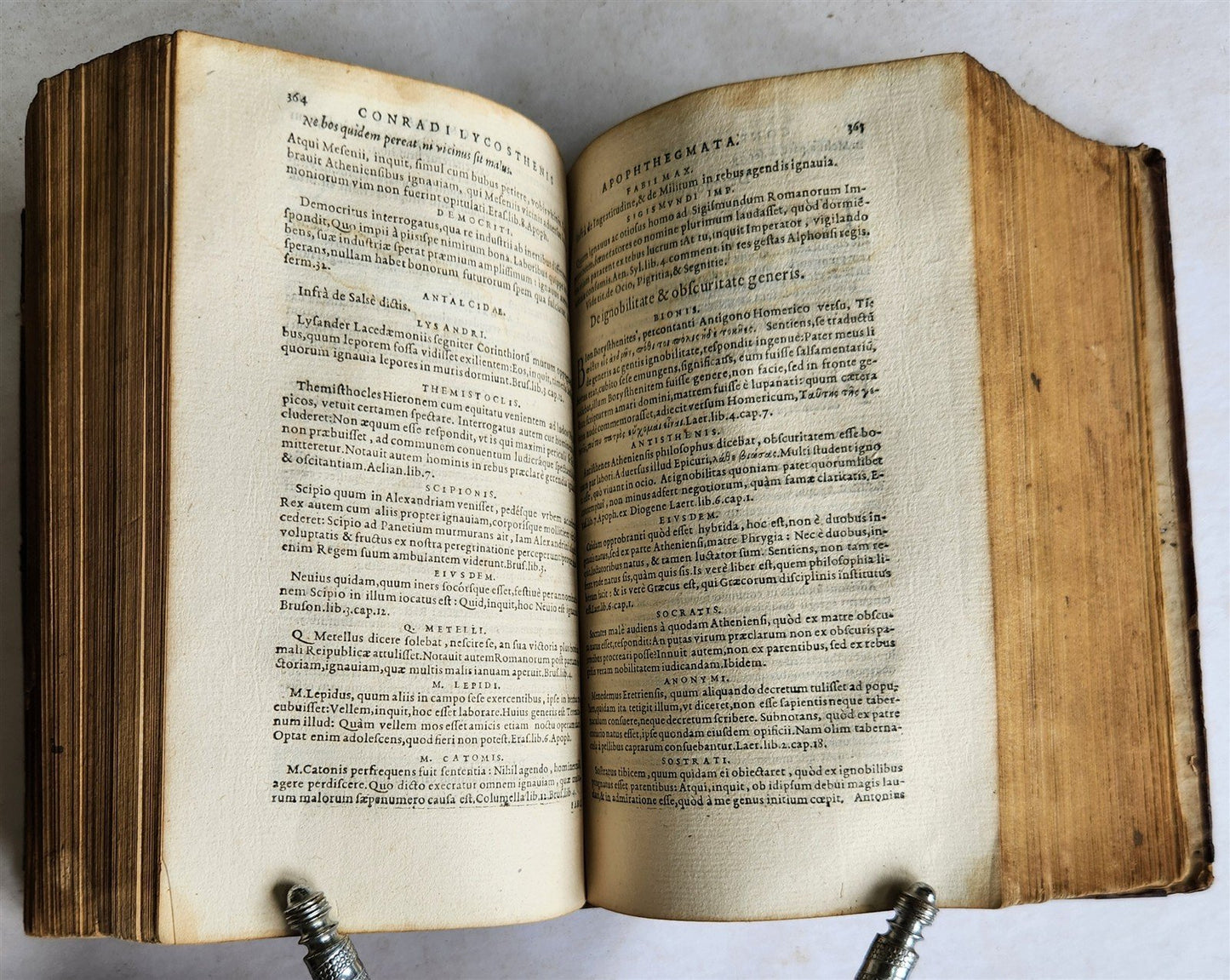 1573 APOPHTHEGMATA by encyclopedist Conrad Lycosthenes antique 16th cent BINDING