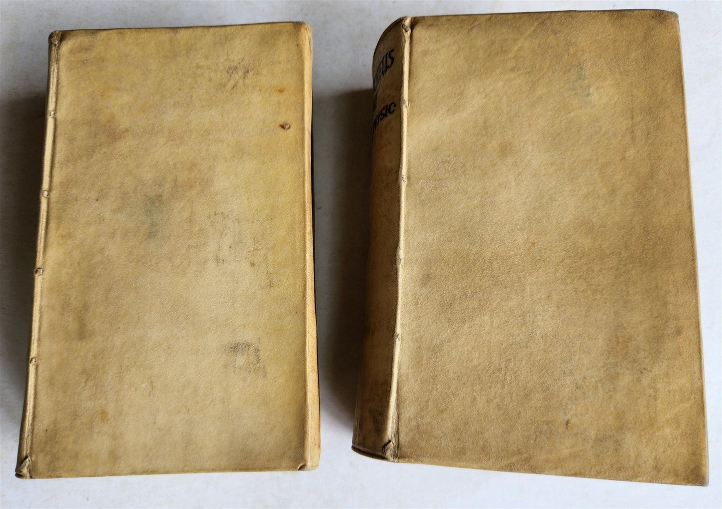 1593 ARISTOTELIS Tomus Physicus 2 VOLUMES antique 16th century VELLUM BOUND