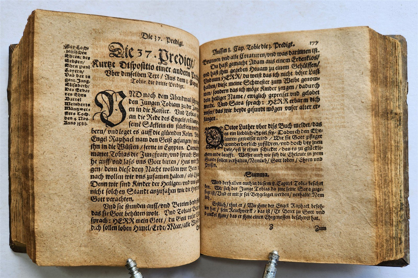 1592 GERMAN THEOLOGY by Hieronymus Mencel antique 16th century PIGSKIN BOUND