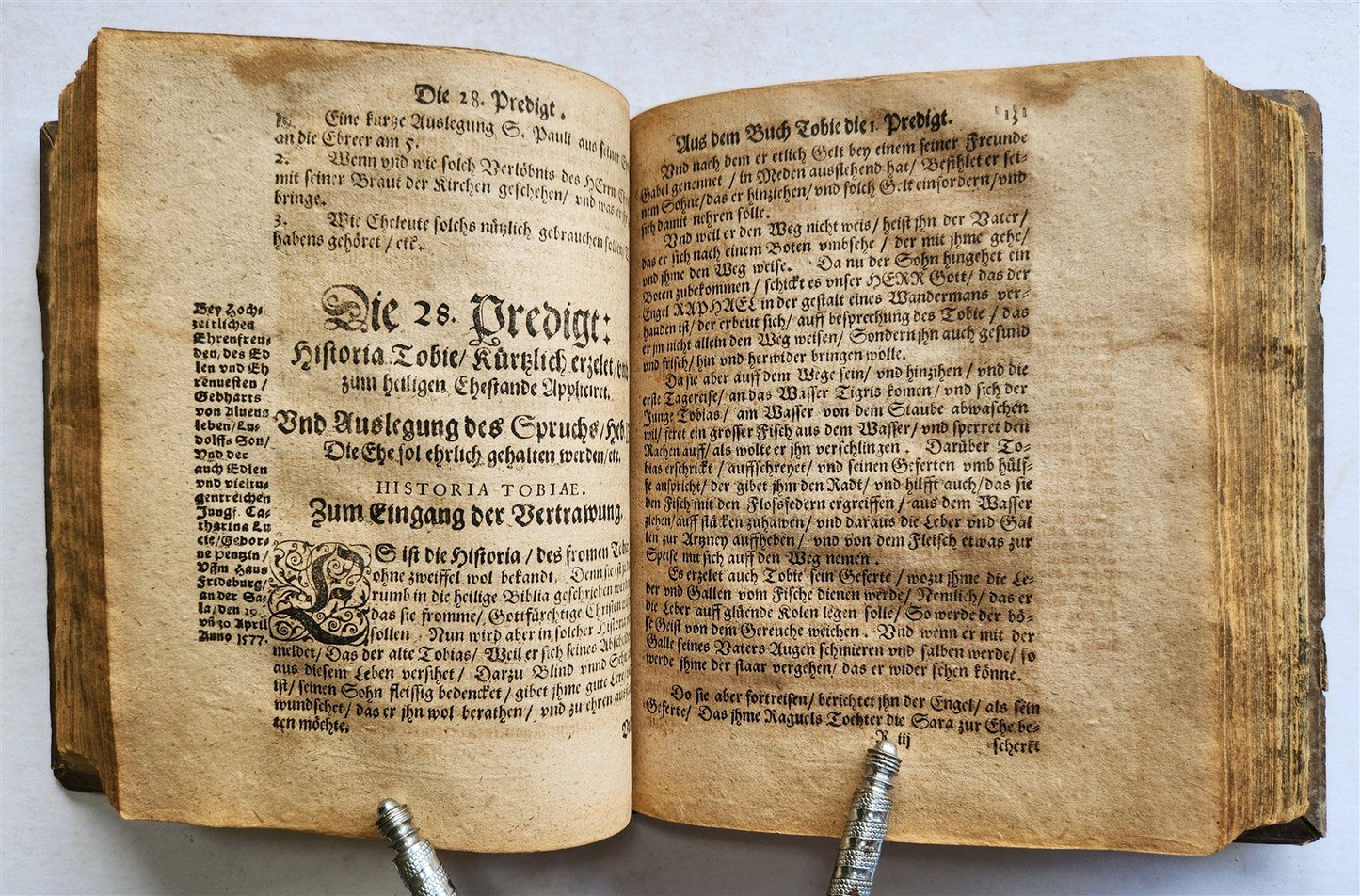 1592 GERMAN THEOLOGY by Hieronymus Mencel antique 16th century PIGSKIN BOUND