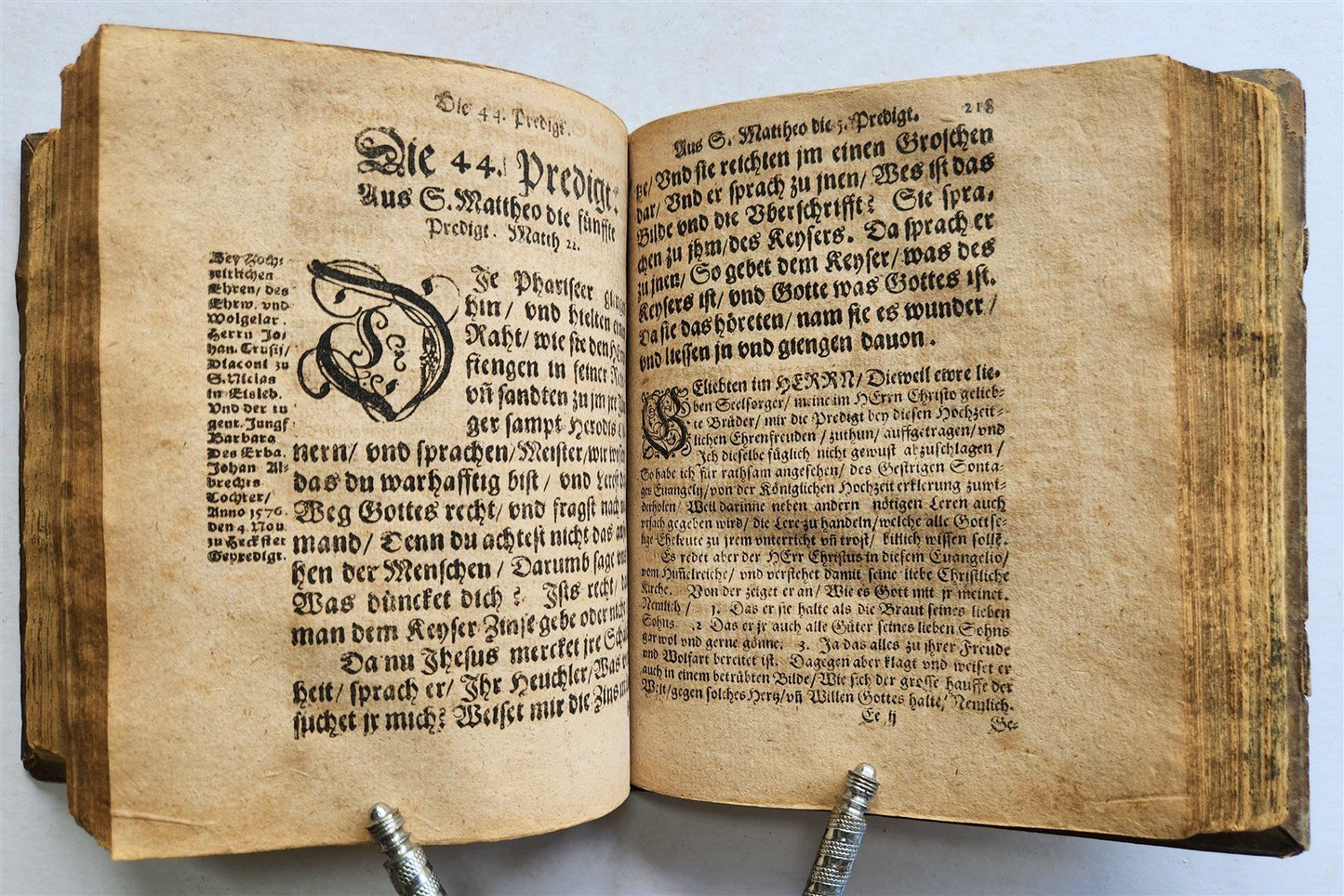 1592 GERMAN THEOLOGY by Hieronymus Mencel antique 16th century PIGSKIN BOUND