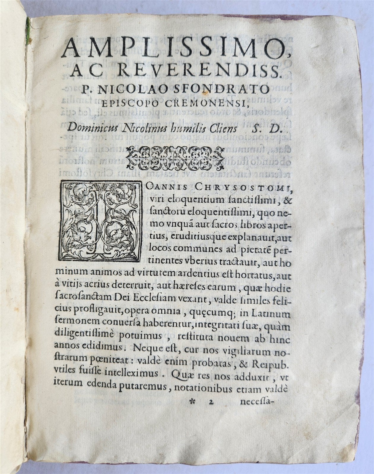 1582 HOMILIES of JOHN CHRYSOSTOM antique 16th century VELLUM BOUND