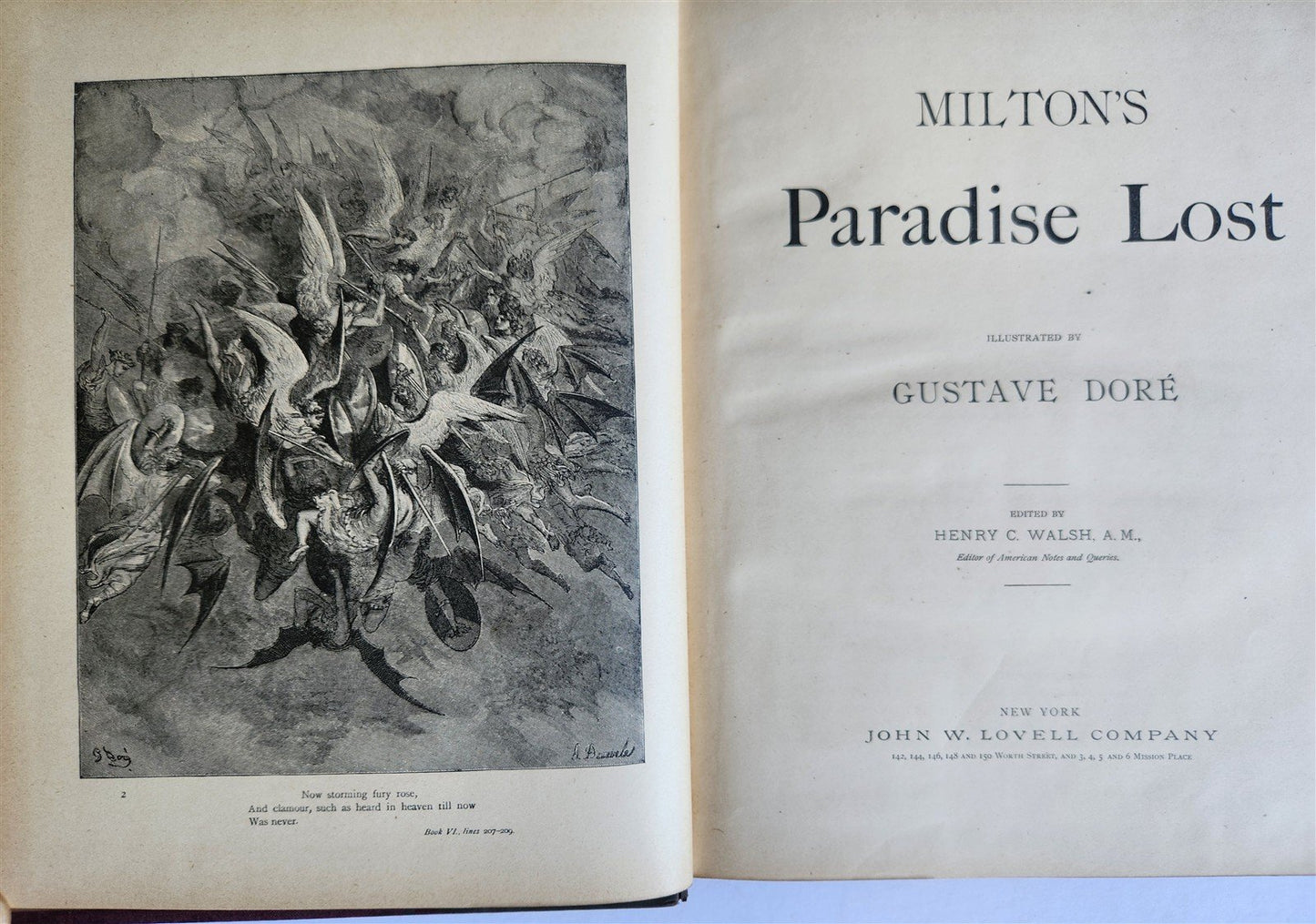 1880 MILTON'S PARADISE LOST illustrated by GUSTAVE DORE antique FOLIO