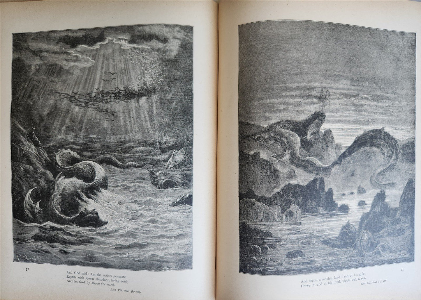 1880 MILTON'S PARADISE LOST illustrated by GUSTAVE DORE antique FOLIO