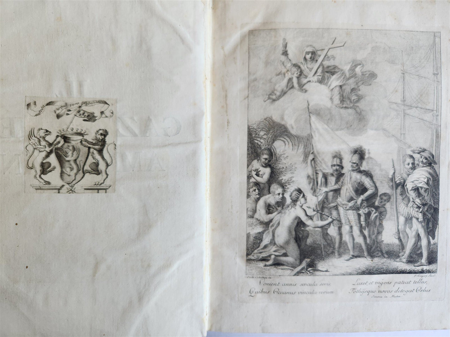 1763 IL GAZZETTIERE AMERICANO antique ILLUSTRATED w/ MAPS & ENGRAVINGS FOLIO