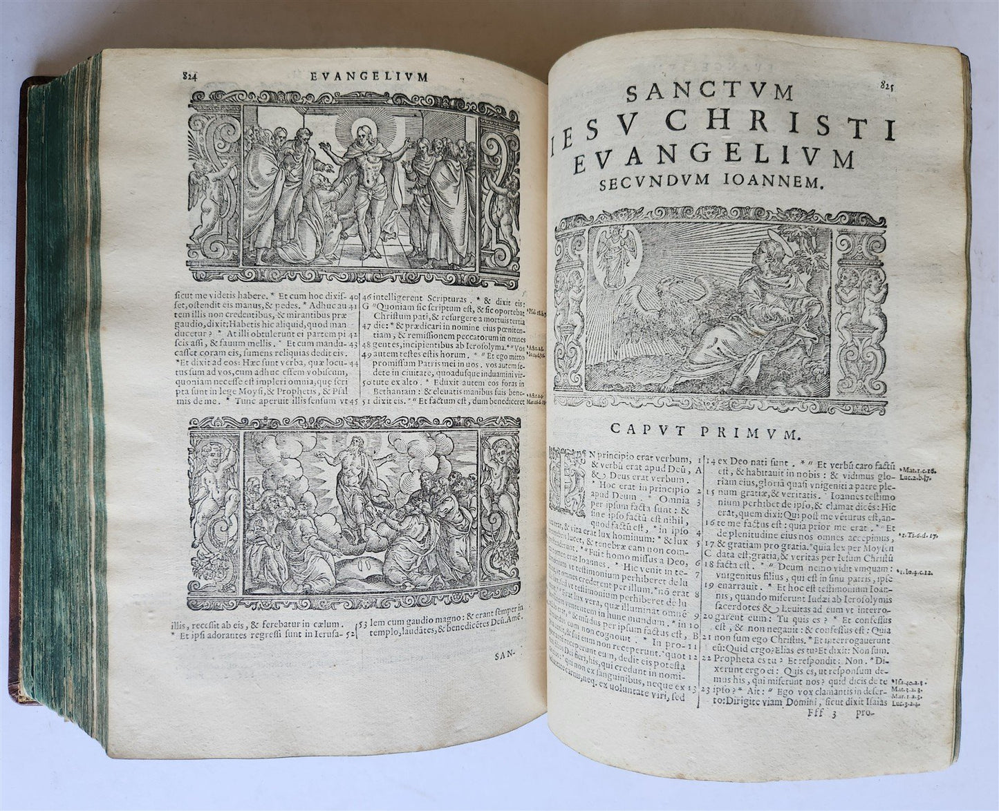 1611 BIBLE in LATIN antique ILLUSTRATED BIBLIA SACRA w/ 252 WOODCUTS