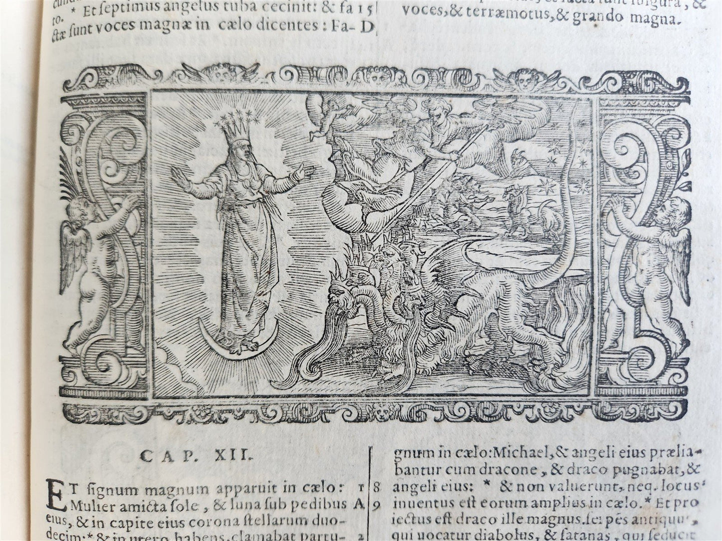 1611 BIBLE in LATIN antique ILLUSTRATED BIBLIA SACRA w/ 252 WOODCUTS