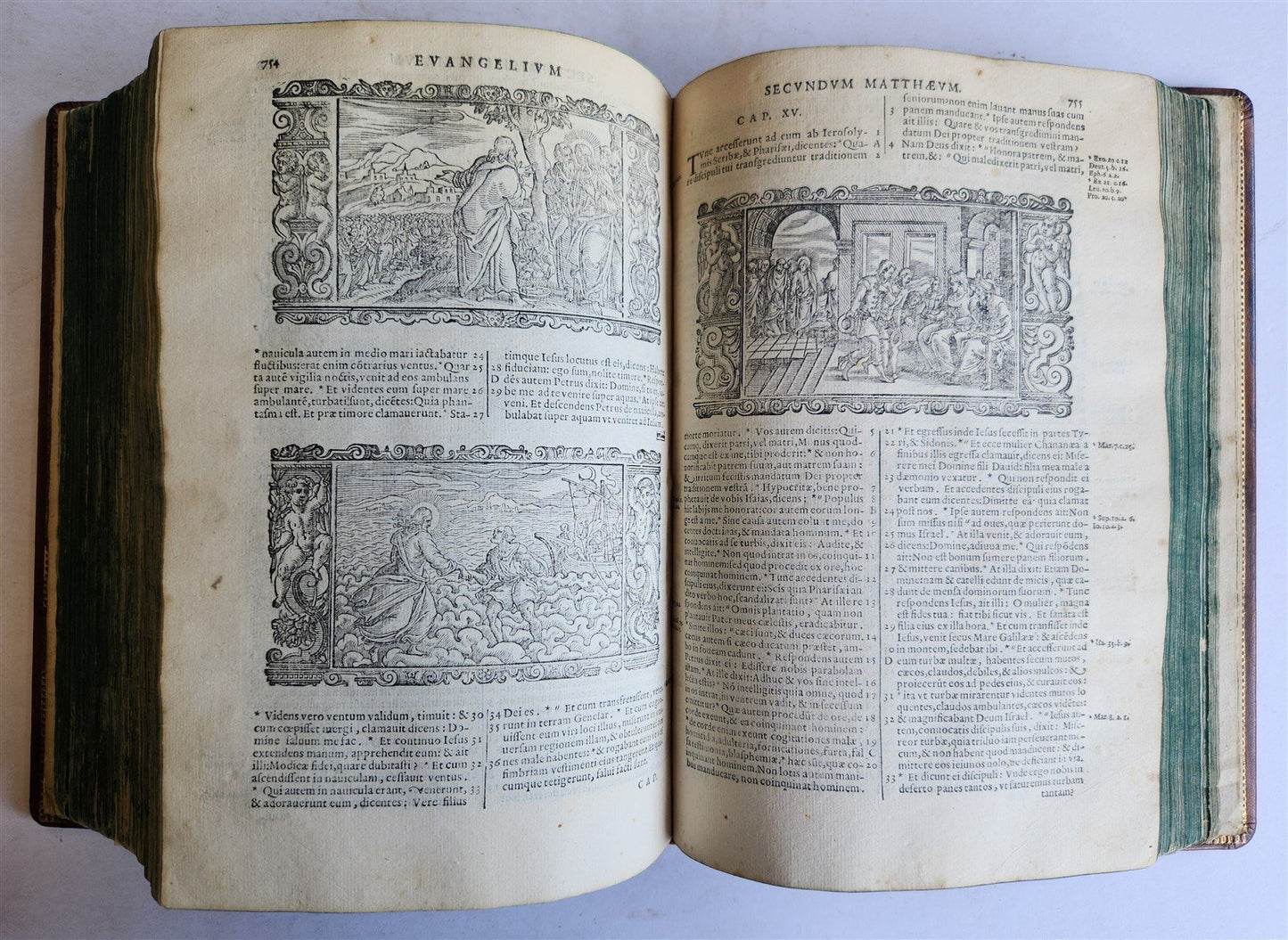 1611 BIBLE in LATIN antique ILLUSTRATED BIBLIA SACRA w/ 252 WOODCUTS