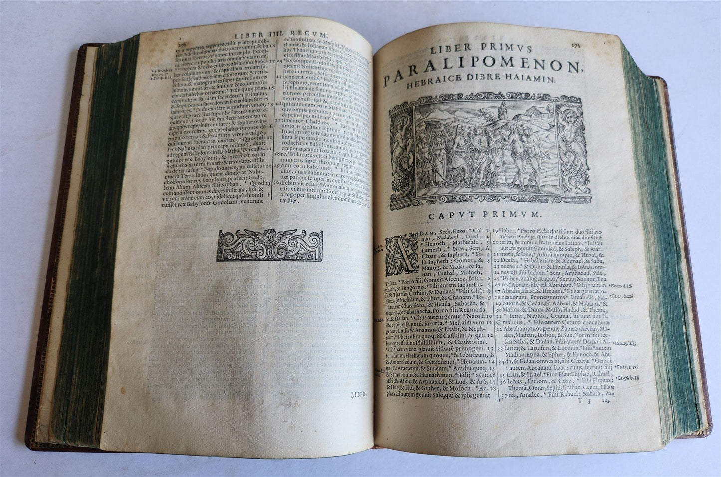 1611 BIBLE in LATIN antique ILLUSTRATED BIBLIA SACRA w/ 252 WOODCUTS