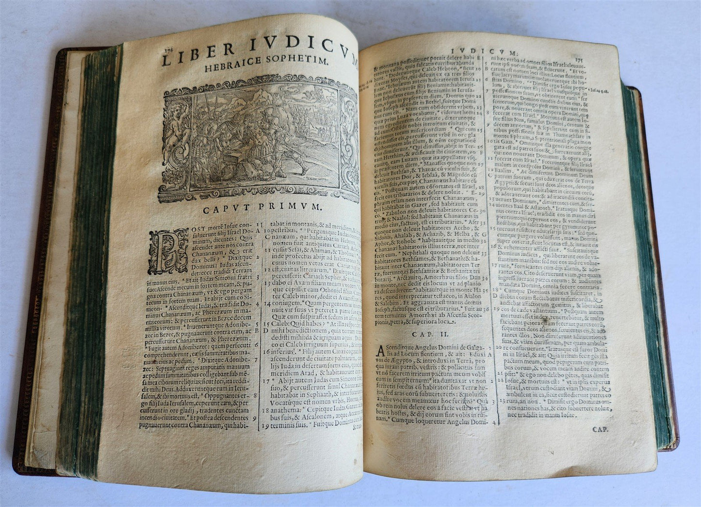 1611 BIBLE in LATIN antique ILLUSTRATED BIBLIA SACRA w/ 252 WOODCUTS